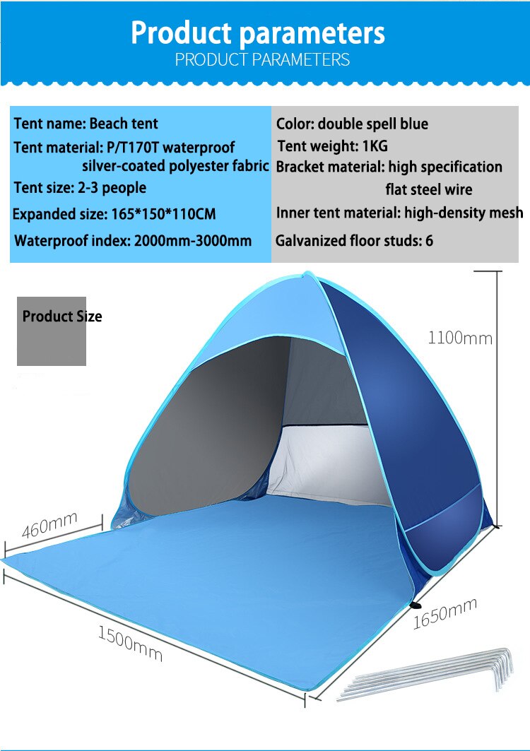 Cheap Goat Tents Beach Camping Tent Outdoor UV Protection Ultralight Portable Sunshade Canopy For Fishing Picnic Hiking Tent Tourist Awning   